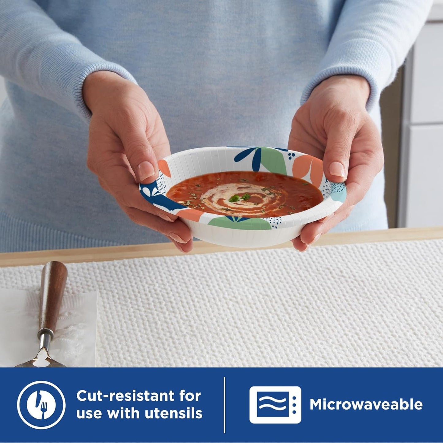 Dixie Small Paper Bowls, 10 Oz, 72 Count, Microwave-Safe, Soak-Proof, Disposable Bowls Great For Snacks, Dessert, And Light Lunch Meals
