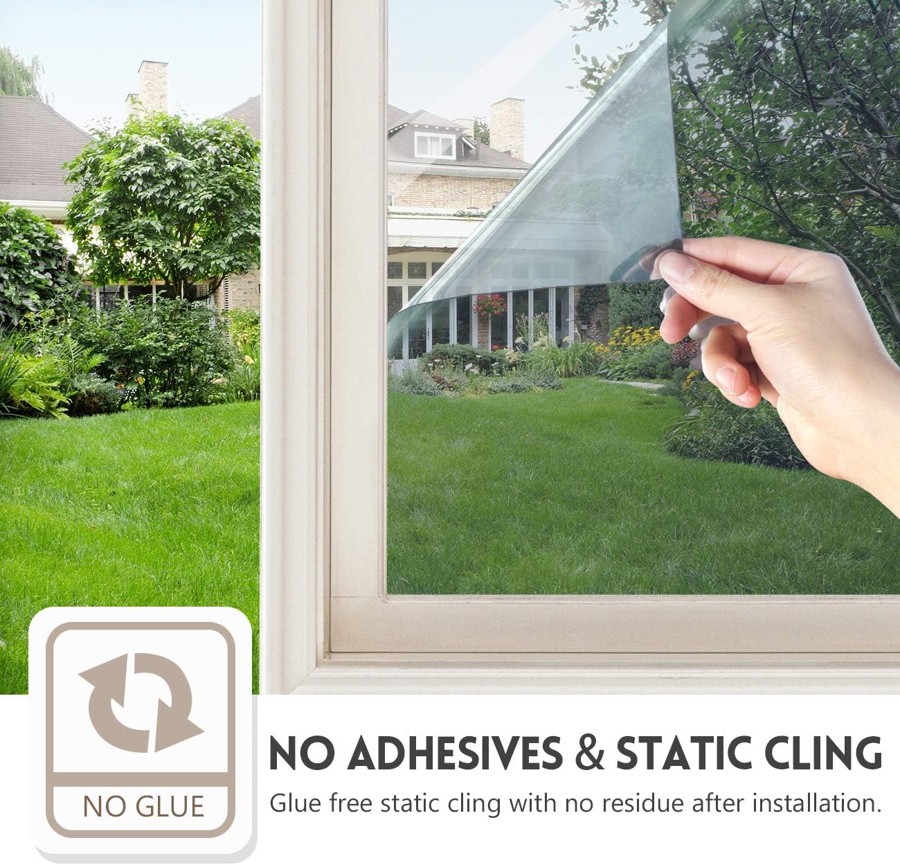 KESPEN Window Privacy Film One Way Daytime Privacy Static Cling Sun Bl