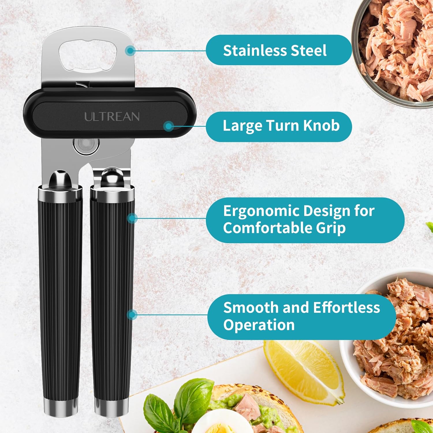 Ultrean Manual Can Opener Bottle Opener, Heavy Duty Stainless Steel Sm