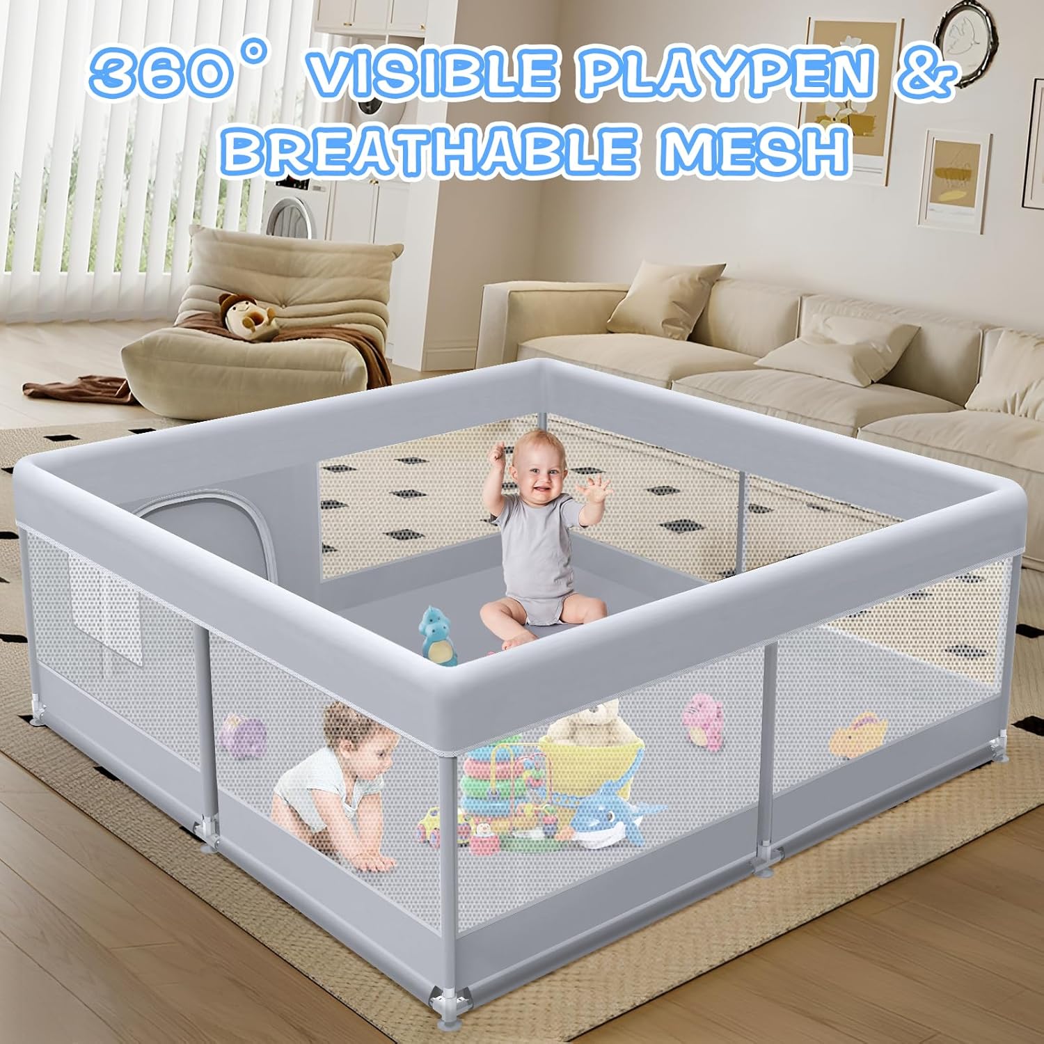 Baby Playpen 50 x 50 Inch Play Pen Playards, Playpen for Babies and To