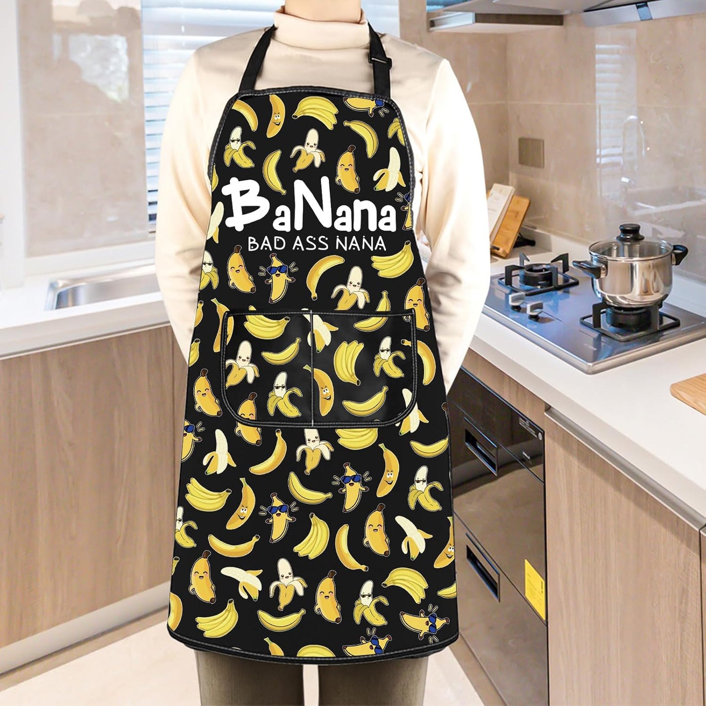 WCGXKO Banana Bad Ass Nana Kitchen Apron Nana Banana Gift Best Nana Ev
