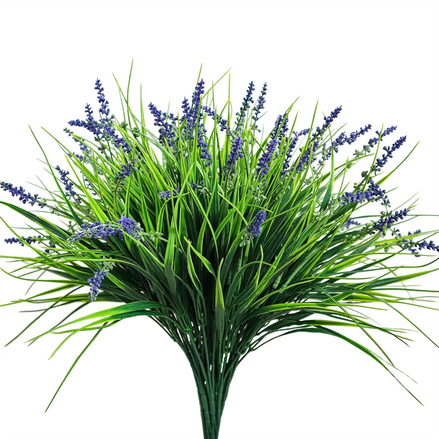 12 Bundles Artificial Plants Outdoor Flowers Fake Grass No Fade Faux Plastic Shrubs for Pot Garden Wedding Porch Hanging Planter for Window Box Decoration Greenery uv Resistant (GrassC1)