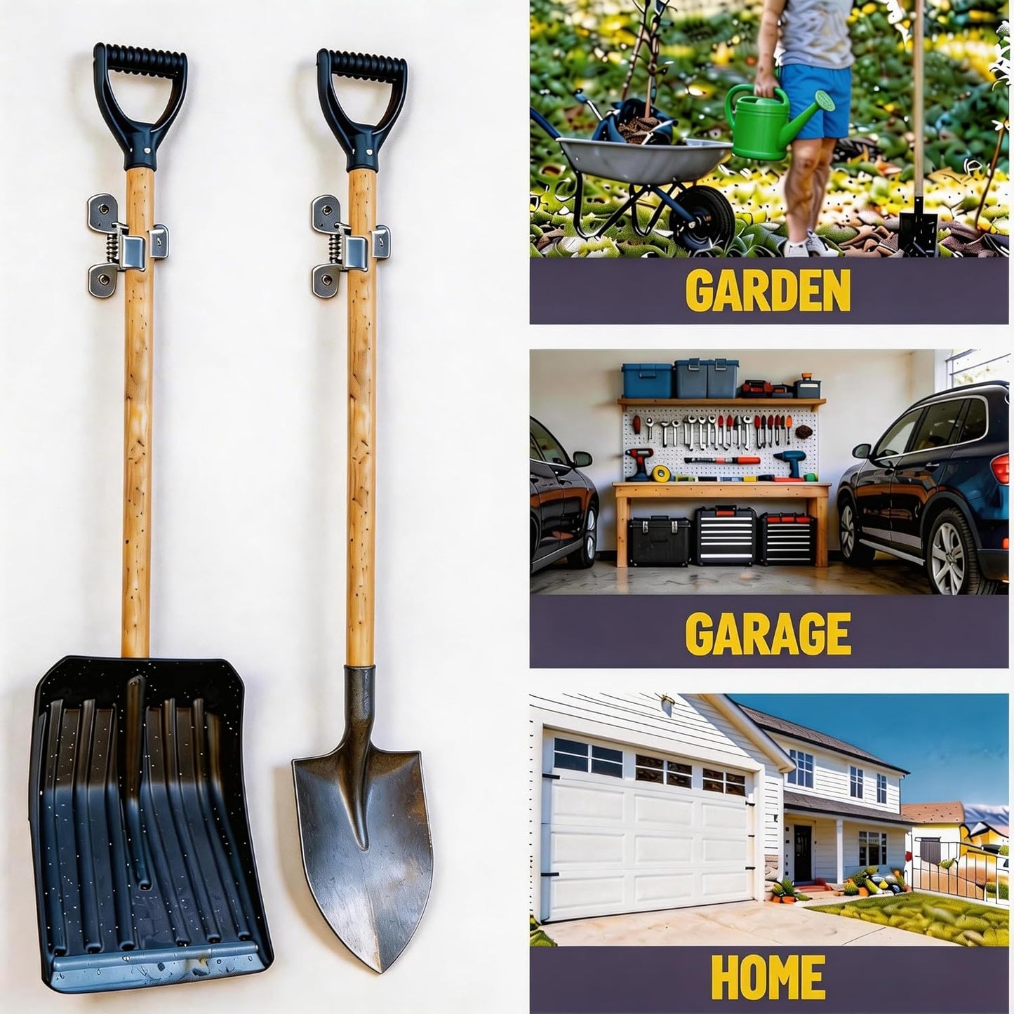 Sinoer Shovel holder, Mop and Broom Holder Heavy Duty Metal Wall Mounted Broom Utility Hooks Tool Hanger for Warehouse, Garden,Sheds,Garage -14PACK