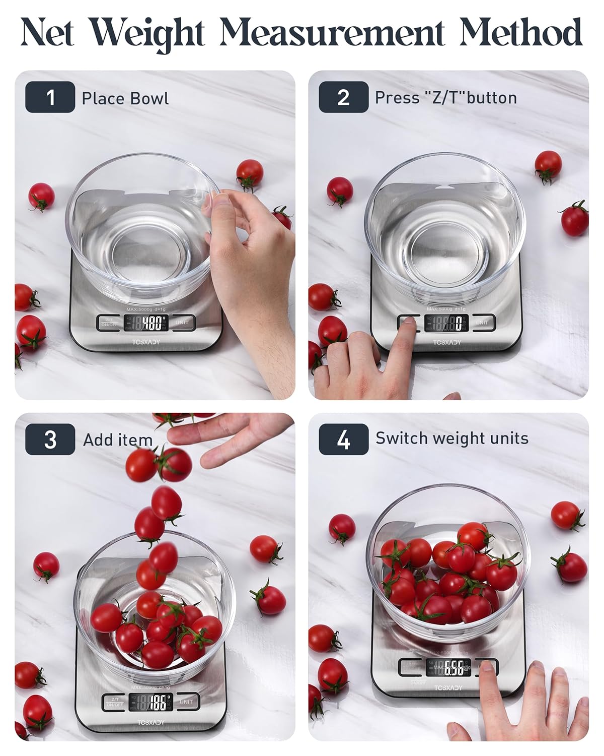 Food Scale, 11lb Digital Kitchen Scale with 6 Units LCD Display and Ta