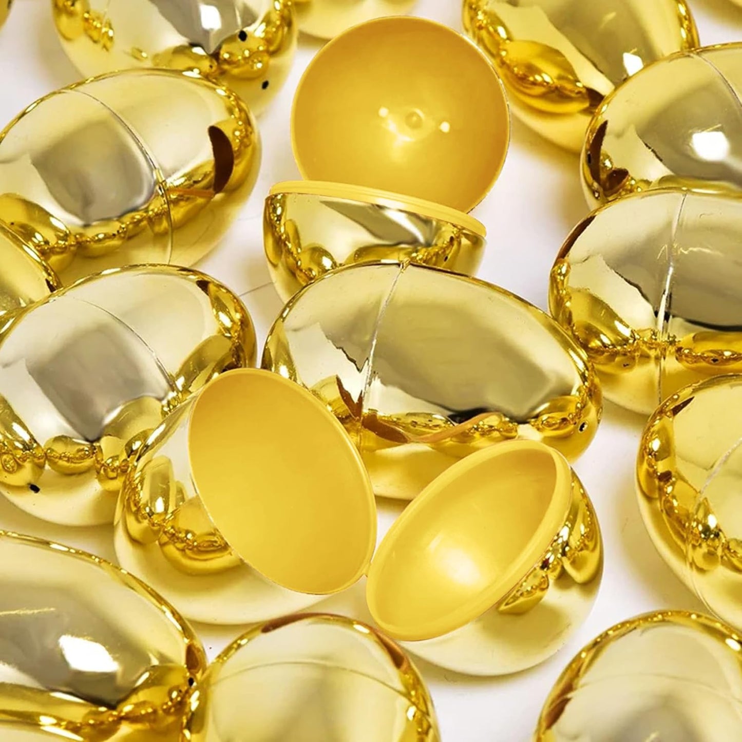 Taboom Gold Easter Eggs 12 Count - Plastic Easter Eggs Fillable Golden Egg Hunt For Easter Baskets, Party Decorations, & Party Favors