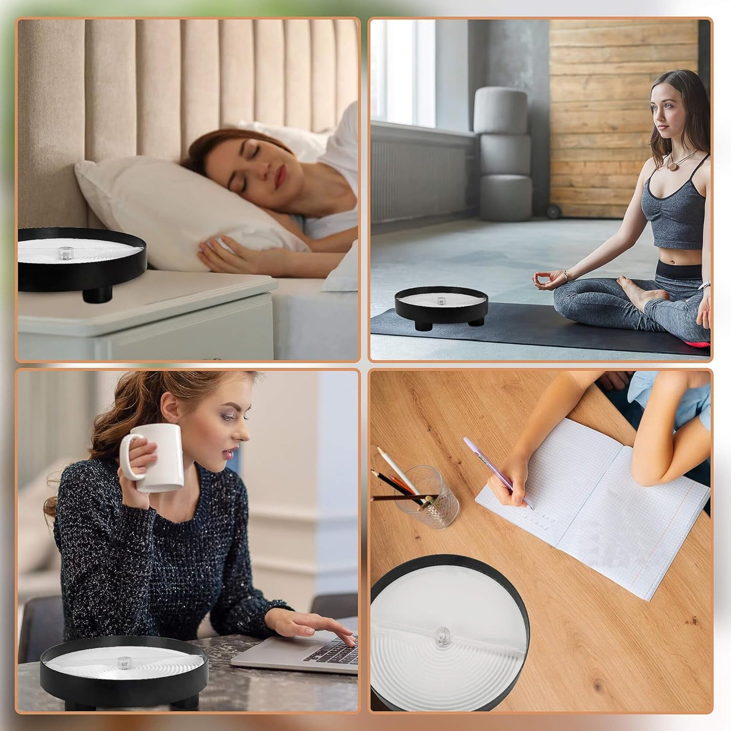 11.5" Automatic Garden Zen Self Rotating Sandscrape Tray, Mindfulness Meditation Stress Relied Therapy Sand Tray for Home Office Desk Decor