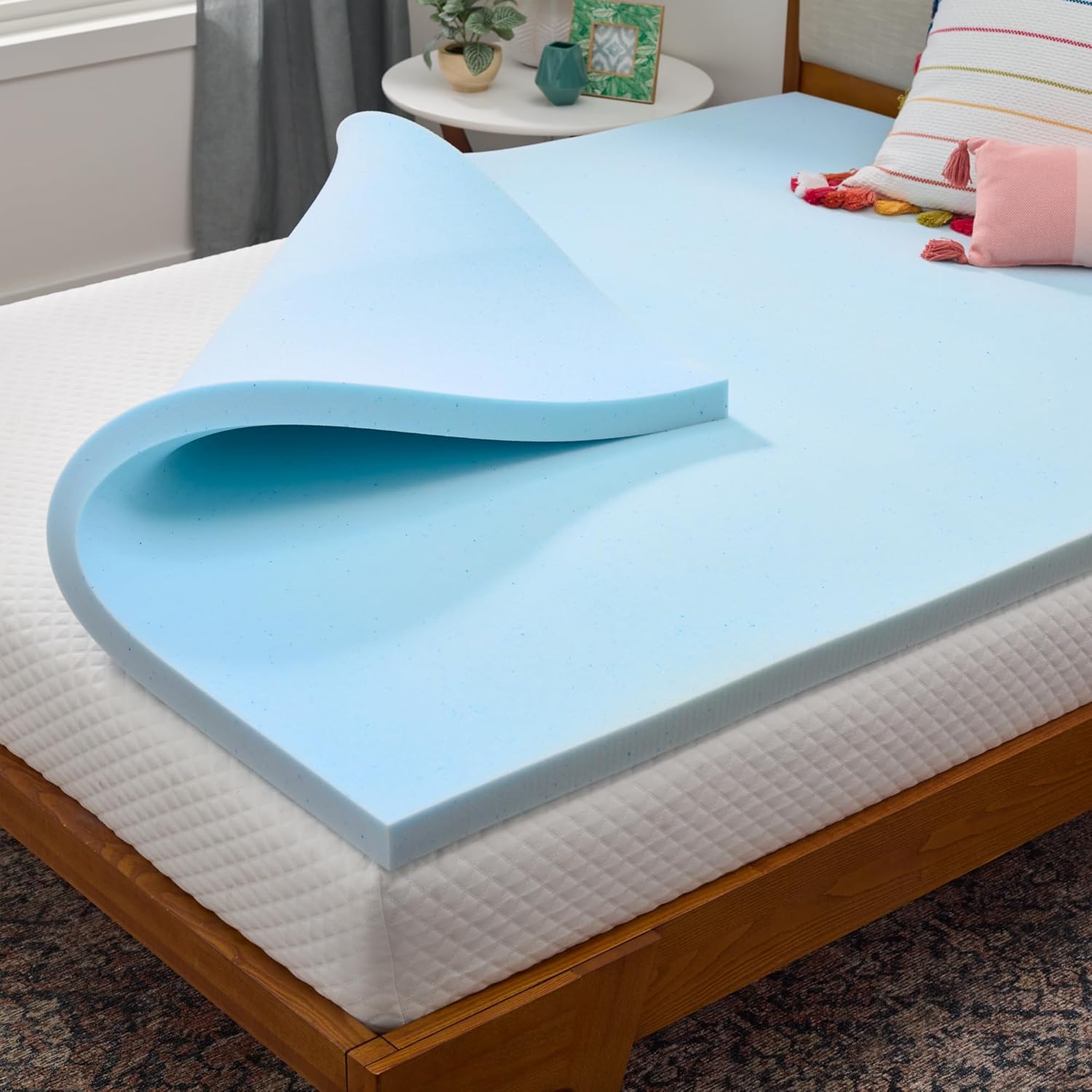 Linenspa Memory Foam Mattress Topper, Queen Size - 2 Inch Gel Infused 