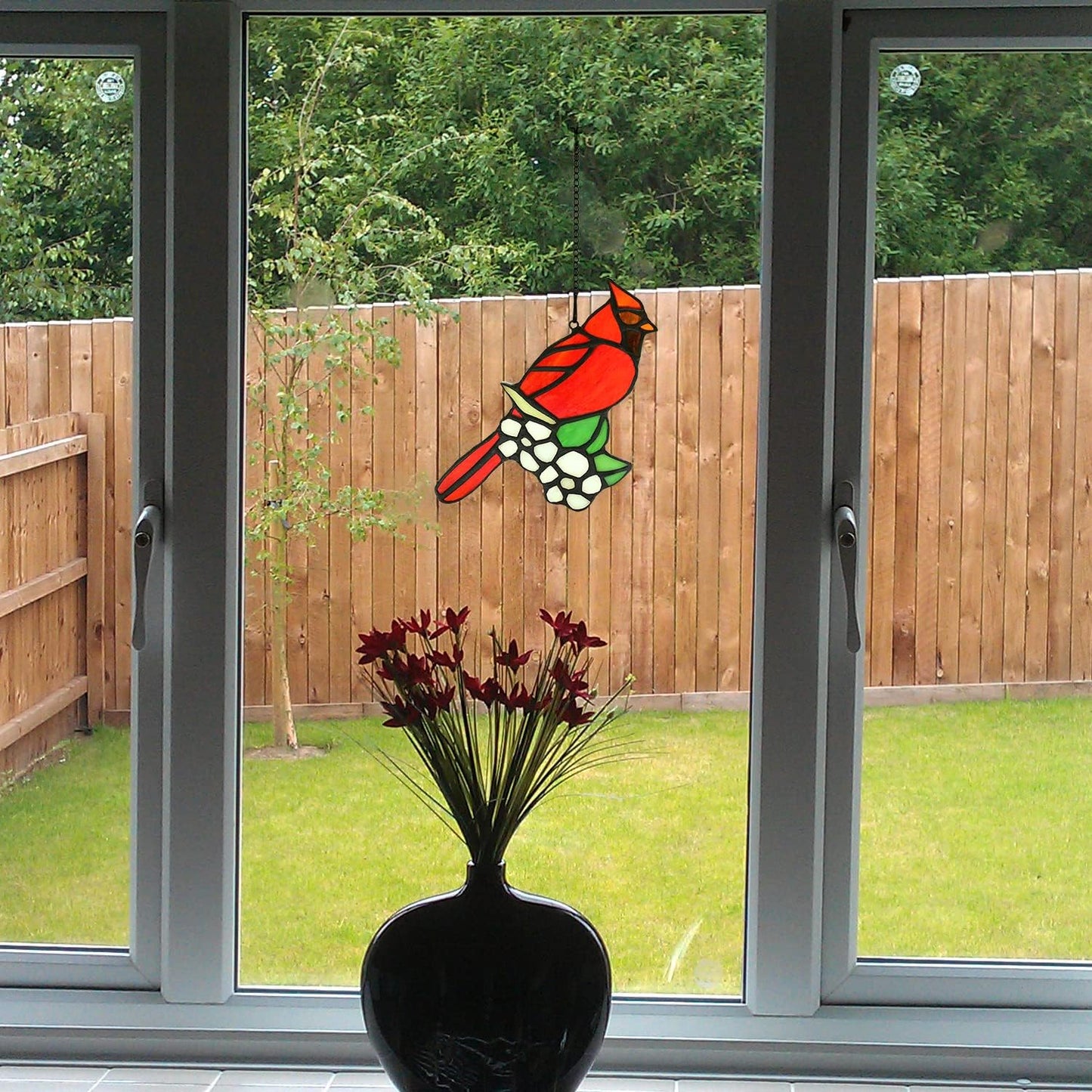 BOXCASA Cardinal Bird Gifts Stained Glass Window Hanging,Red Birds Cardinals Decor Suncatcher for Window,Cardinal Memorial Gift for Loss of Loved One,Cardinals Gifts for Women Mom Grandma Nana