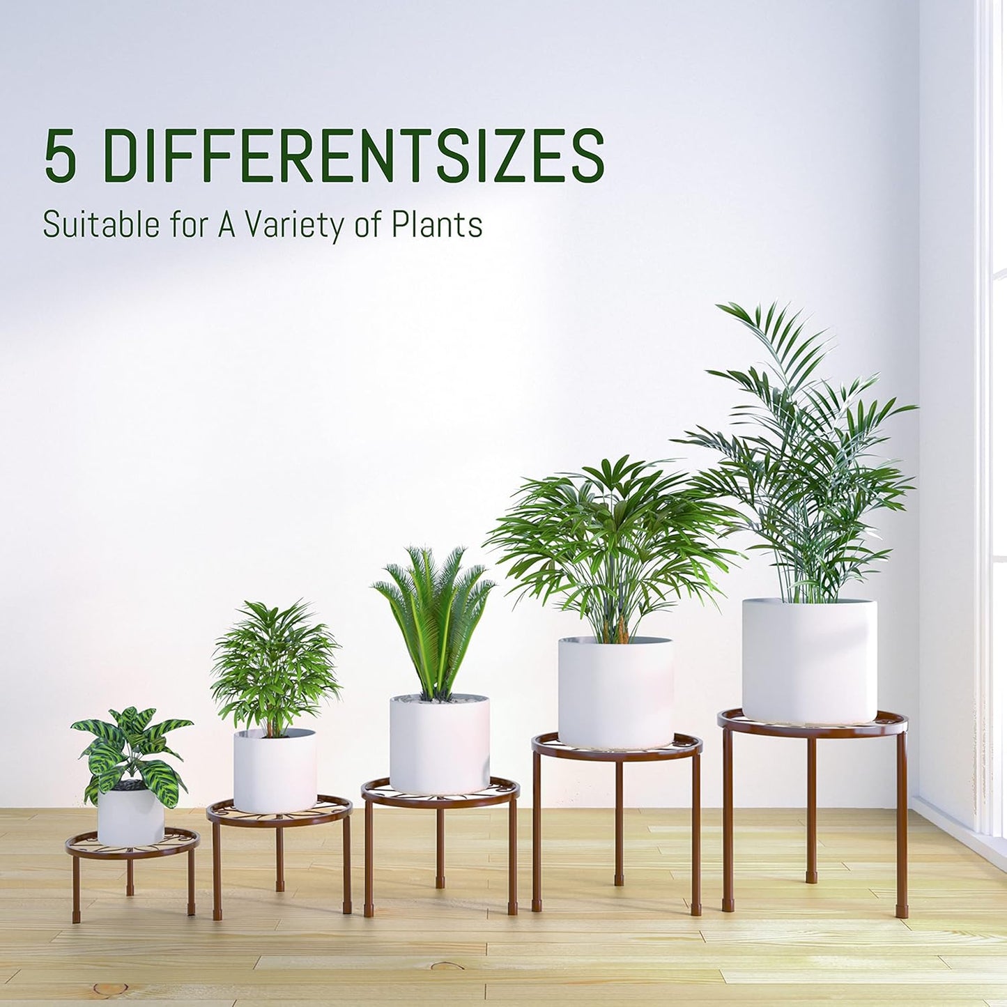5-Pack Decent Metal Plant Stands, Heavy Duty Flower Pot Stands for Mul
