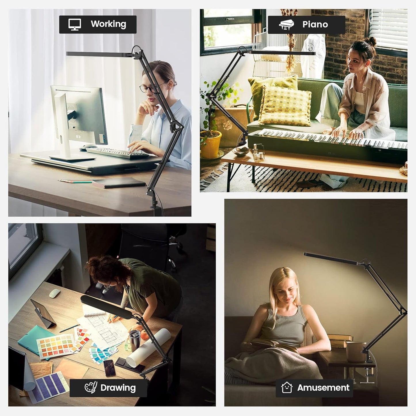 SKYLEO Desk Lamp for Home Office, Eye Comfortable LED Desk Light for L