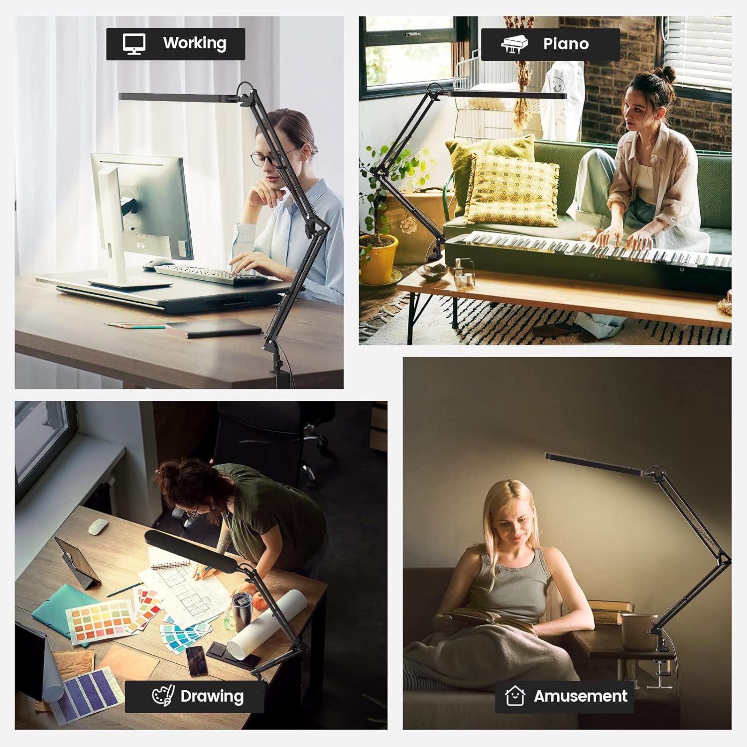 SKYLEO Desk Lamp for Home Office, Eye Comfortable LED Desk Light for L