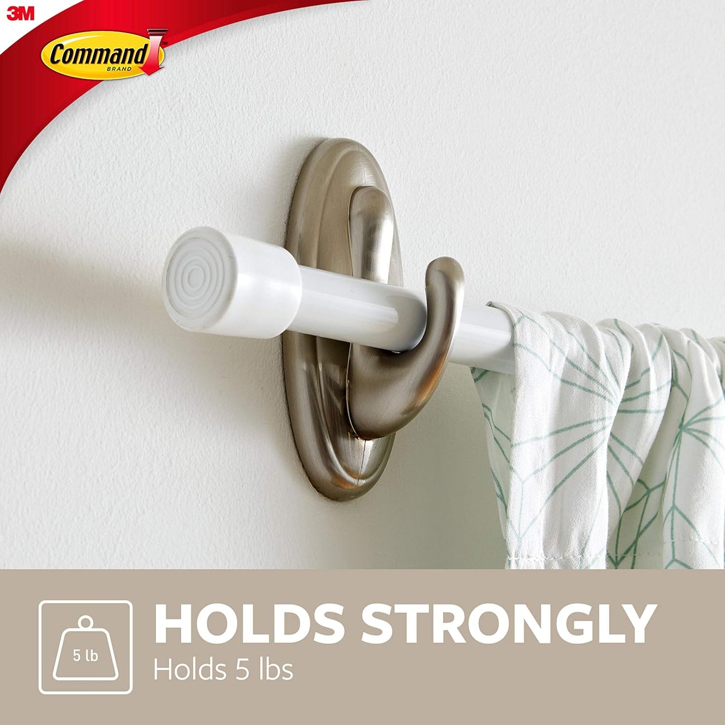 3M Command 17053BN Traditional Plastic Hook, Large, Brushed Nickel
