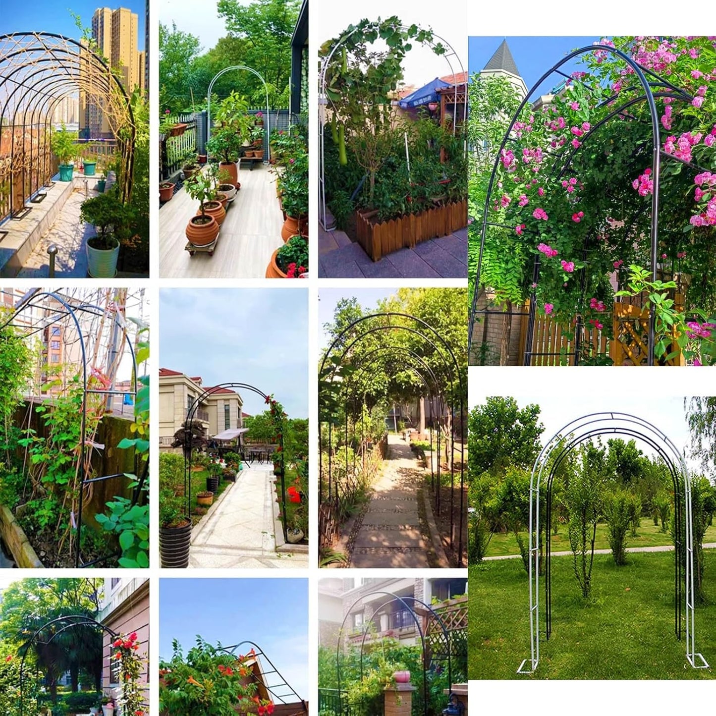 White Iron Arch Trellis Arbor for Climbing Plants, Vines & Roses - Garden Pergola Support Rack for Outdoor & Indoor Decor, Wedding & Bridal Party Arch (1.2x2m)