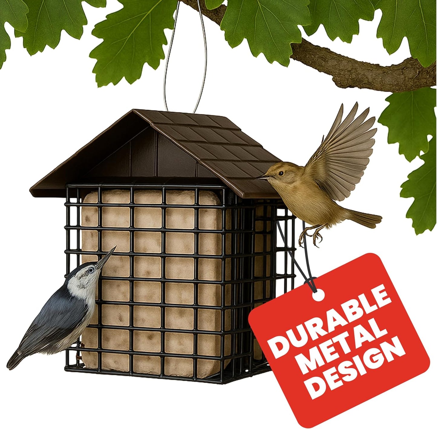 More Birds Double Suet Feeder with Weather Guard, 6.5" L X 4.25" W X 7