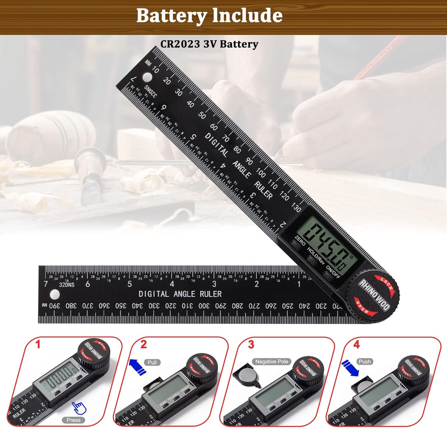 Digital Angle Finder Protractor, Angle Measuring Tool for Woodworking/