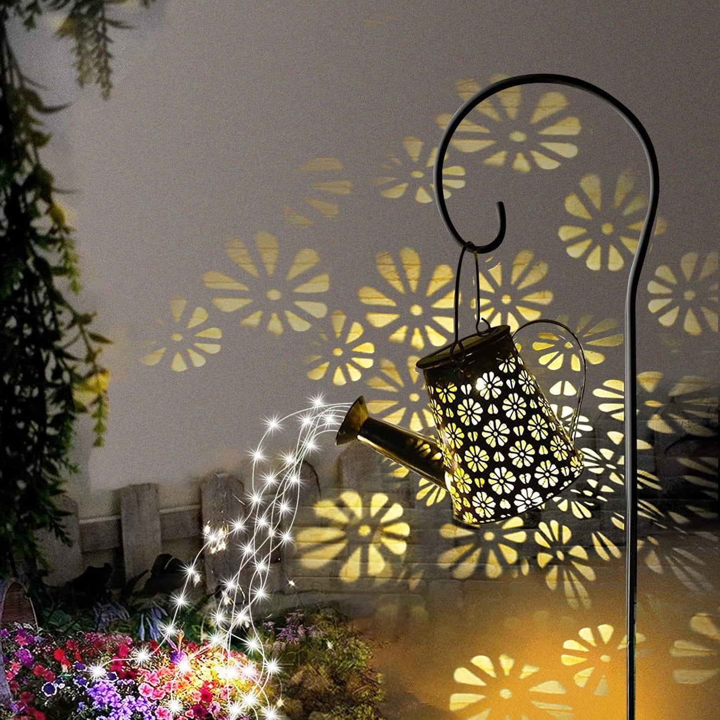 2 Pack Solar Watering Can with Lights,Solar Outdoor Garden Decor Water