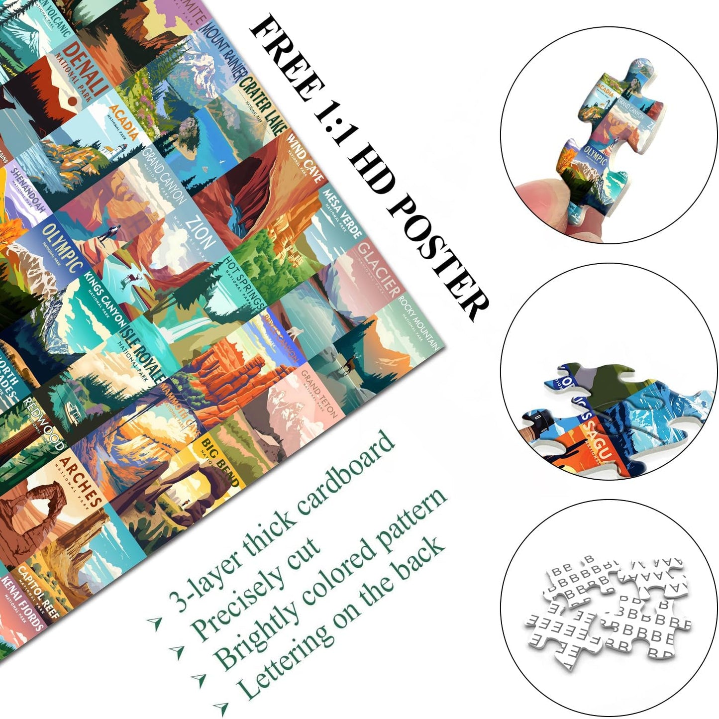 National Parks Puzzle for Adults 1000 Pieces, Travel Poster Landscape 