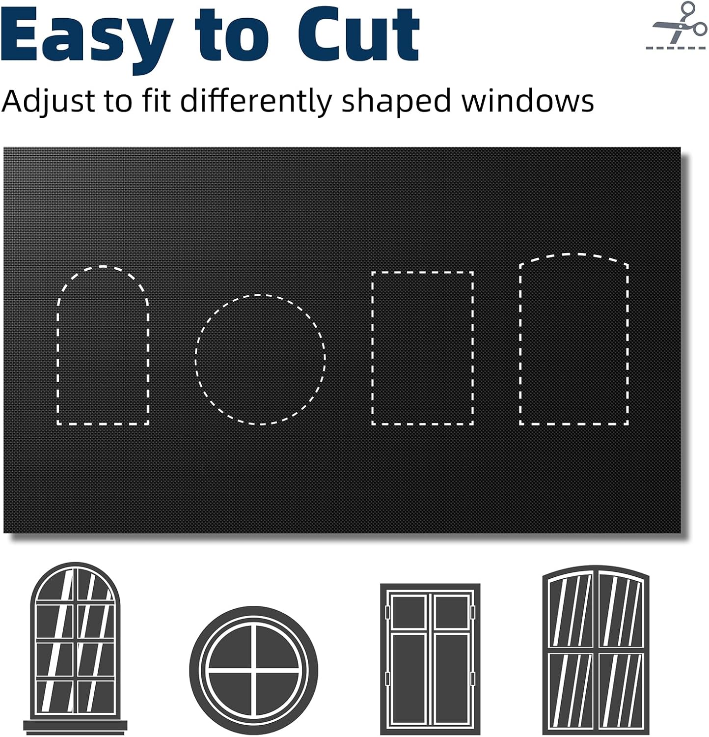 NIGHTON Portable Blackout Curtains 40"×59", Strong Hook and Loop Tape Strips with Adhesive, Cuttable Blackout Window Cover, 100% Black Out Material Blinds for Baby Nursery or Travel - Black