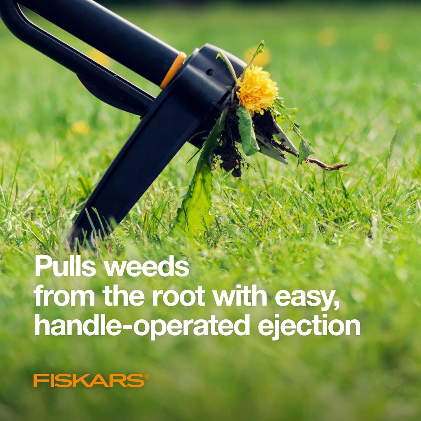 Fiskars 4-Claw Stand Up Weed Puller Tool, Gardening Hand Weeding Tool 
