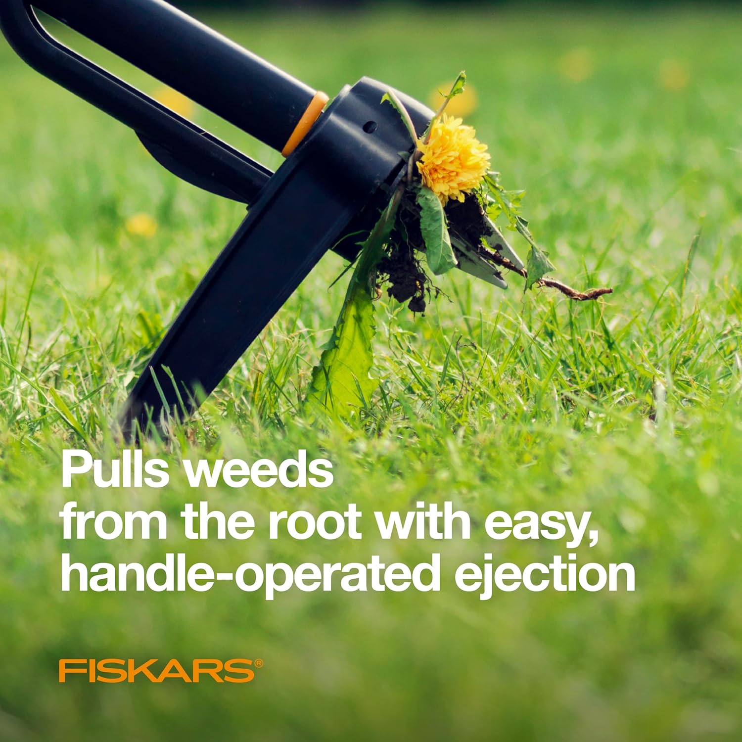 Fiskars 4-Claw Stand Up Weed Puller Tool, Gardening Hand Weeding Tool 