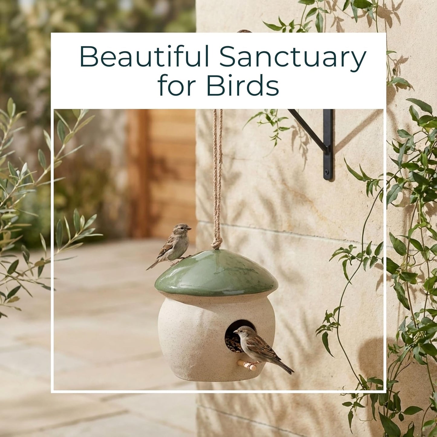 Decorative Bird House Feeder for Outdoors - Round Hanging Bird Feeder for Windows, Yard, and Garden Display - Charming Bird Houses for Outside Patio, Backyard, and Tree Decoration - 4", Green