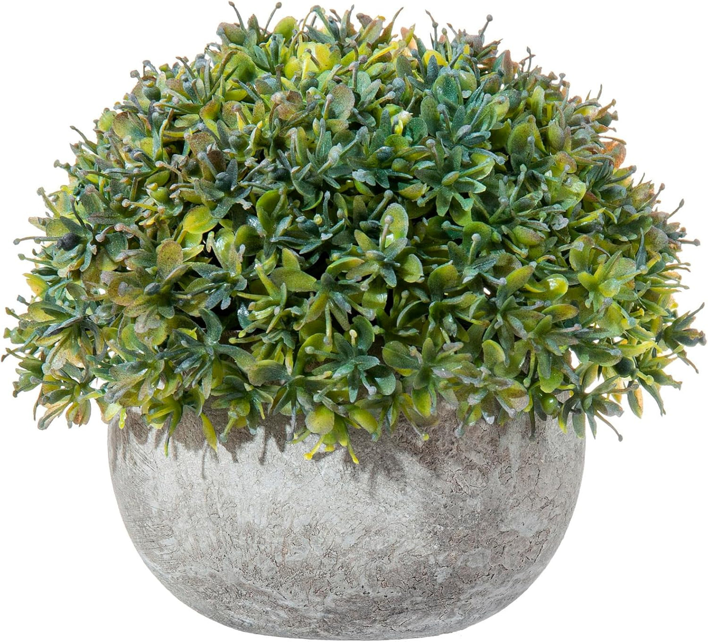 MyGift 5-Inch Artificial Topiary Ball Plant with Round Natural Paper Planter Pot – Small Faux Greenery Home and Office Desk Decoration
