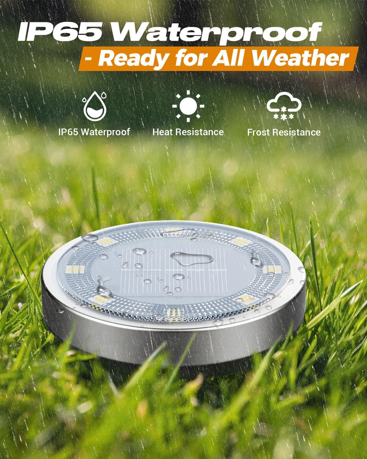 btfarm 16 Pack Solar Lights Outdoor, 8 LED Solar Ground Lights IP65 Wa