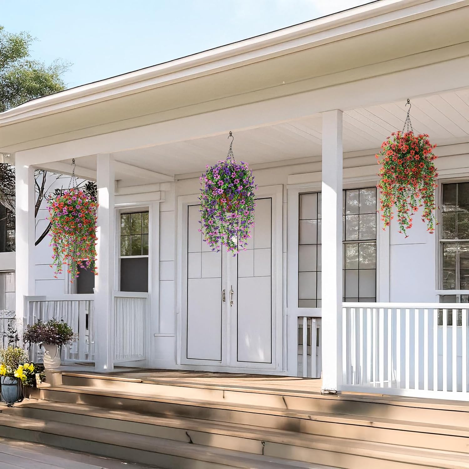 Artificial Fake Hanging Flowers Plants for Outdoor Spring Decoration,2