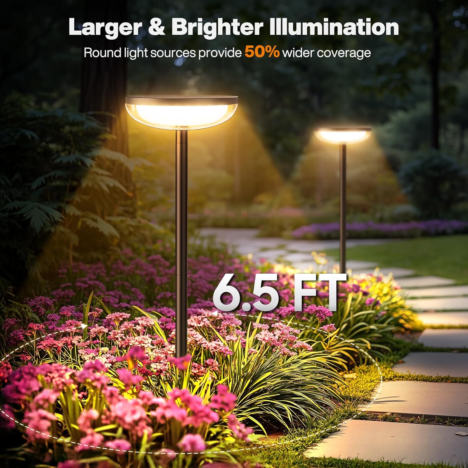 Solar Pathway Lights Outdoor, 6 Pack Tall Solar Garden Lights Outdoor 