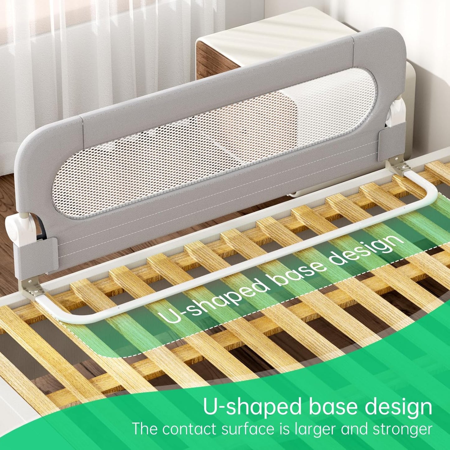 Folding Bed Rail for Toddlers,Baby Bed Rail Guard with Reinforced Anch