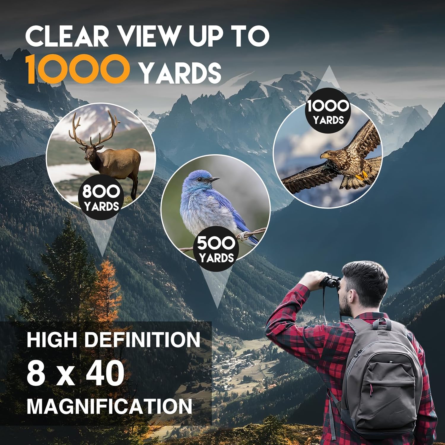 8x40 HD Binoculars for Adults -Waterproof & Compact Binoculars for Bir