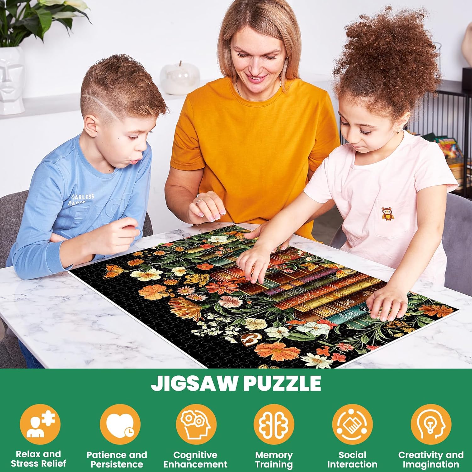 500 Piece Puzzle for Adults | Vintage Wildflowers Books Puzzle | Recyc