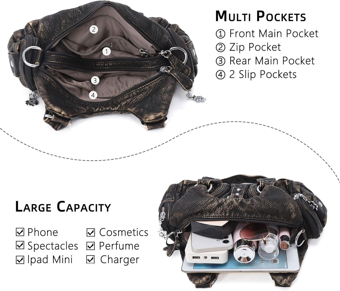 Angel Kiss Purses for Women Small Hobo Shoulder Bags Vagen Leather Mul