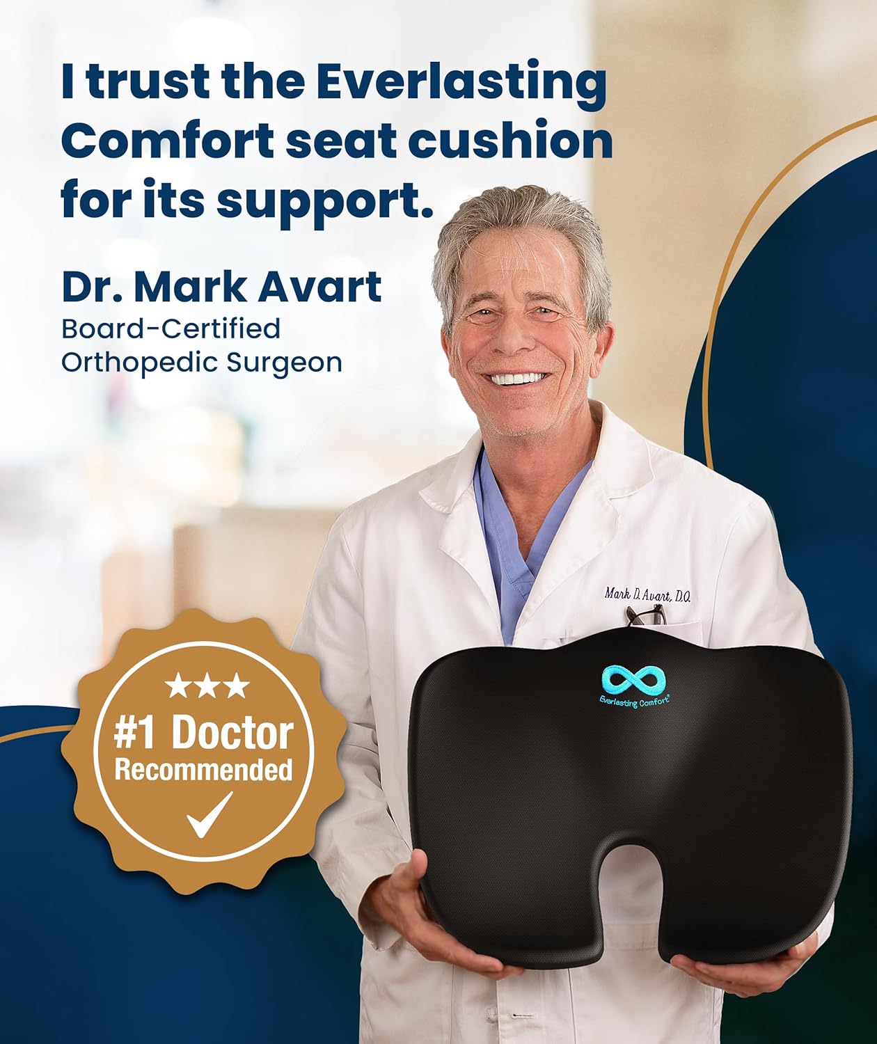 Everlasting Comfort Doctor Recommended Memory Foam Seat Cushion for Of