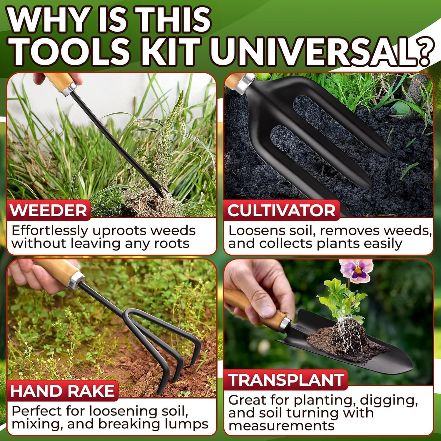 10 Pcs Gardening Tool Set for Women – All-in-One Garden Tools Set with