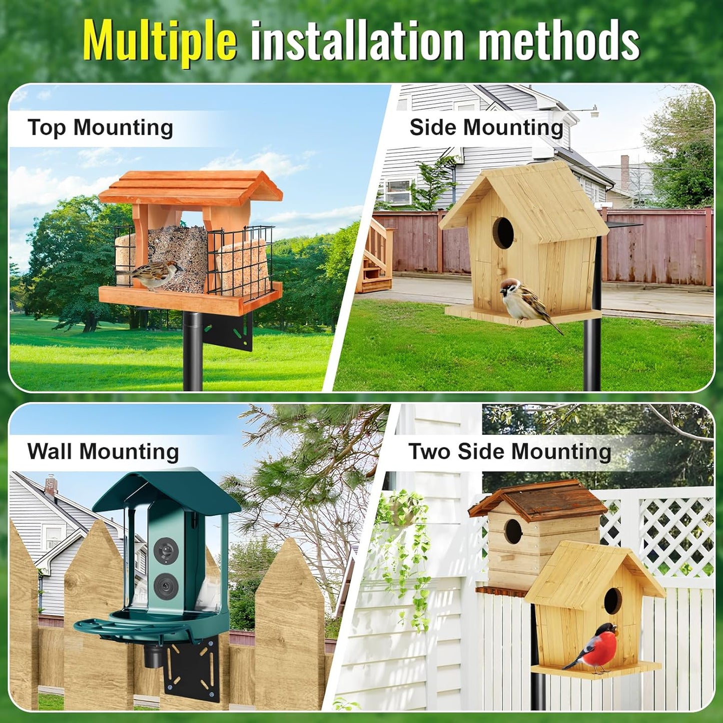 Bird House Pole, 92in Adjustable Bird Feeder Pole for Outdoors, Heavy Duty Smart Feeder Pole Mount Kit for Feeders, Birdhouse, Weather Station, Birdwatching