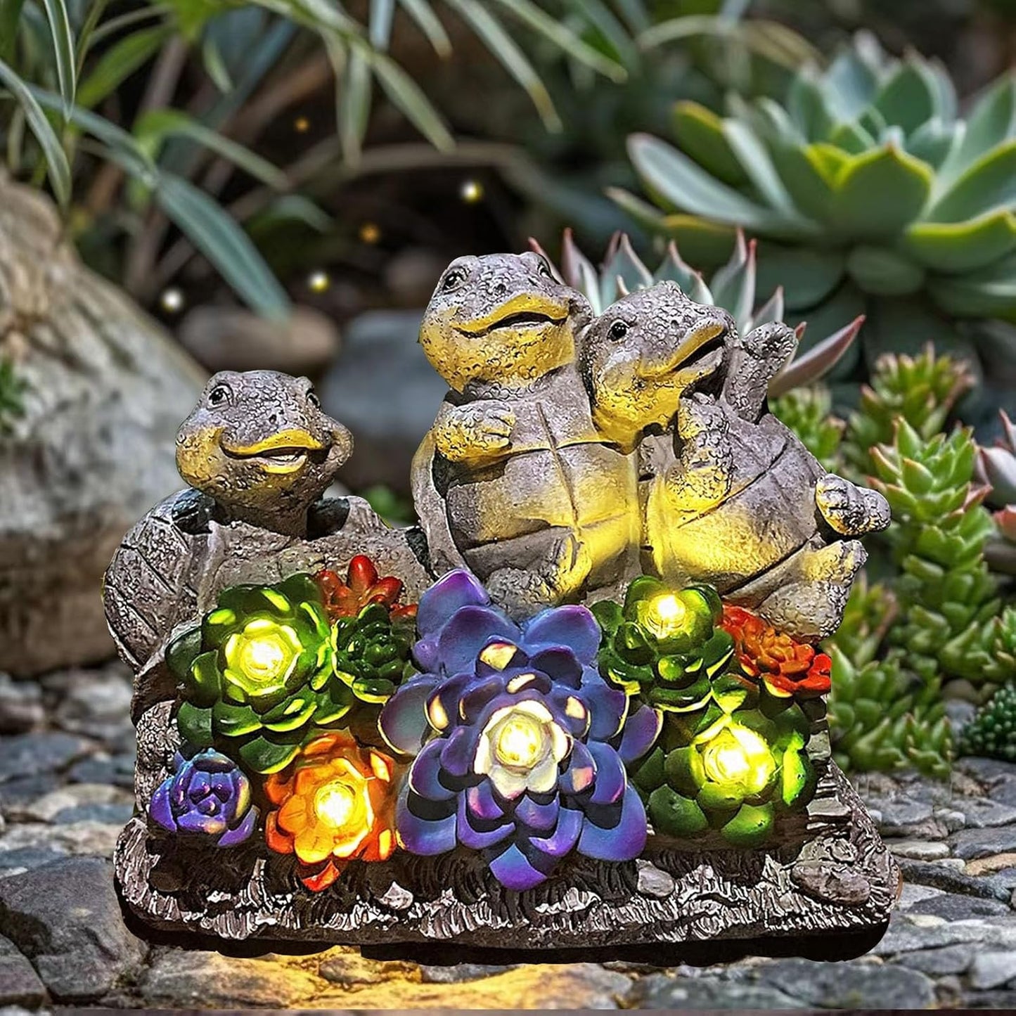 Solar Turtle Garden Statues Outdoor Decor- Birthday Gift for Mom from Daughter, Tortoise Figurine Garden Decor for Outside Yard Art for Housewarming Gift