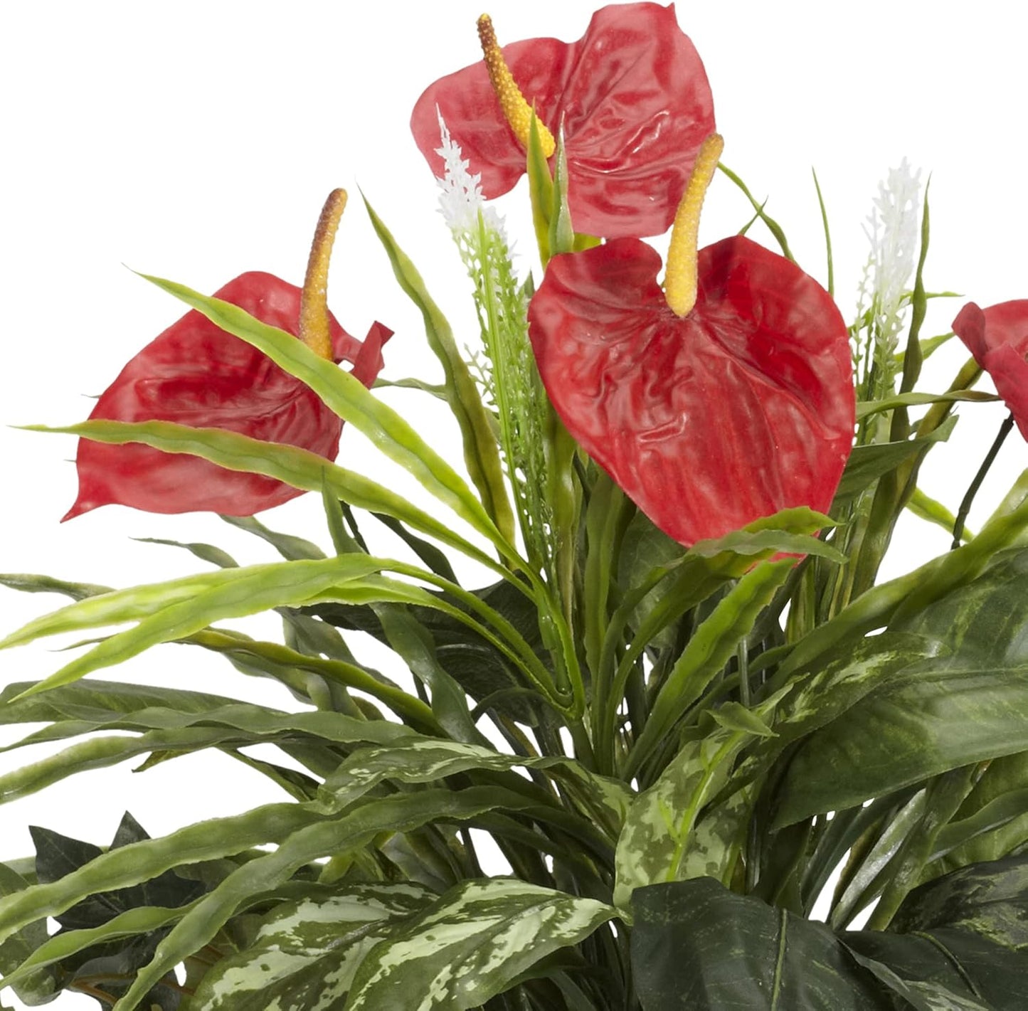 Nearly Natural Mixed Greens & Anthurium with Decorative Vase Silk Plant