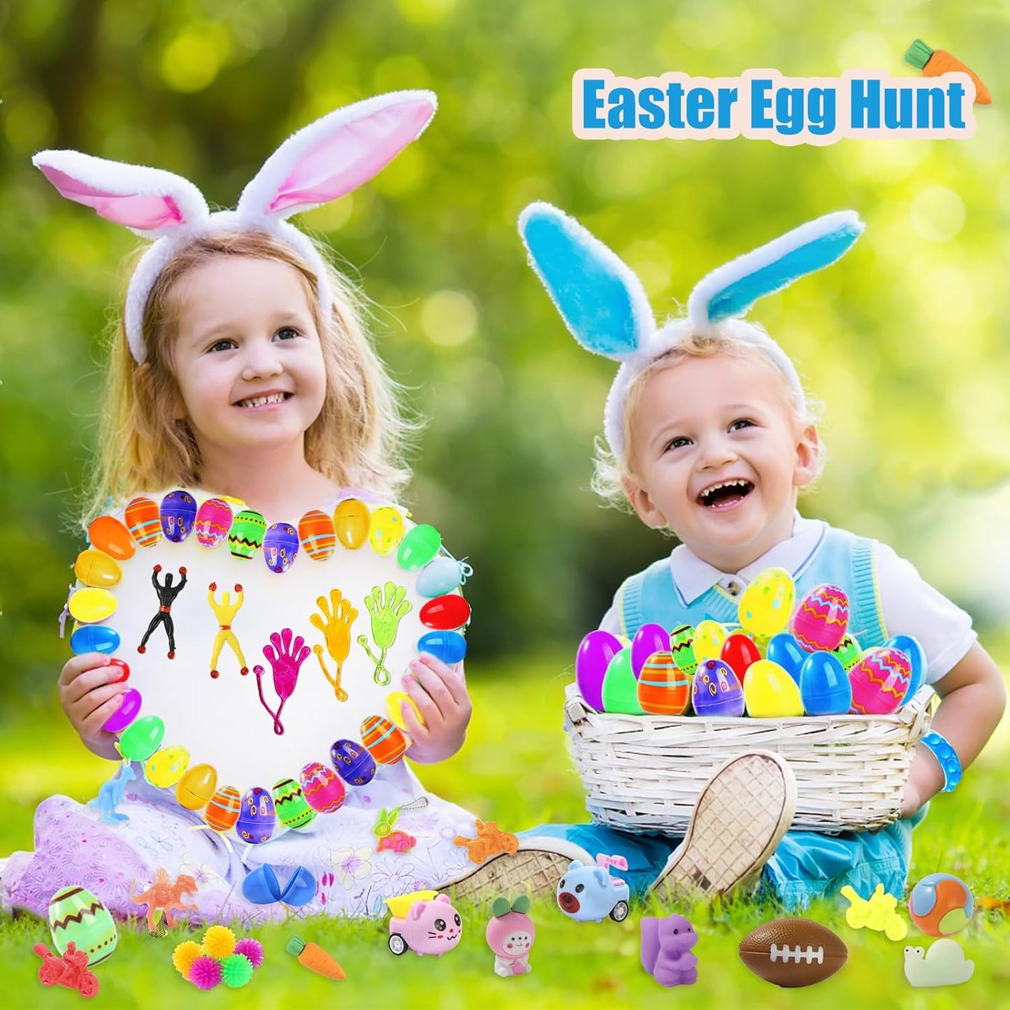 200 Pcs Prefilled Easter Eggs with Toys Inside,Easter Basket Stuffers Gifts in Surprise Eggs,Prizes Classroom Events,Gifts Bulk Fillers,Easte Party Favors