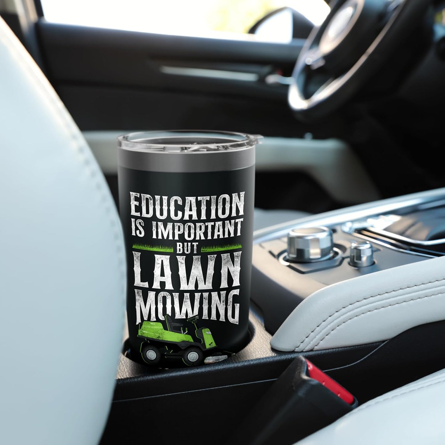 Lawn Mower Mowing Dad Father Landscaper Vintage Tractor Stainless Steel Insulated Tumbler