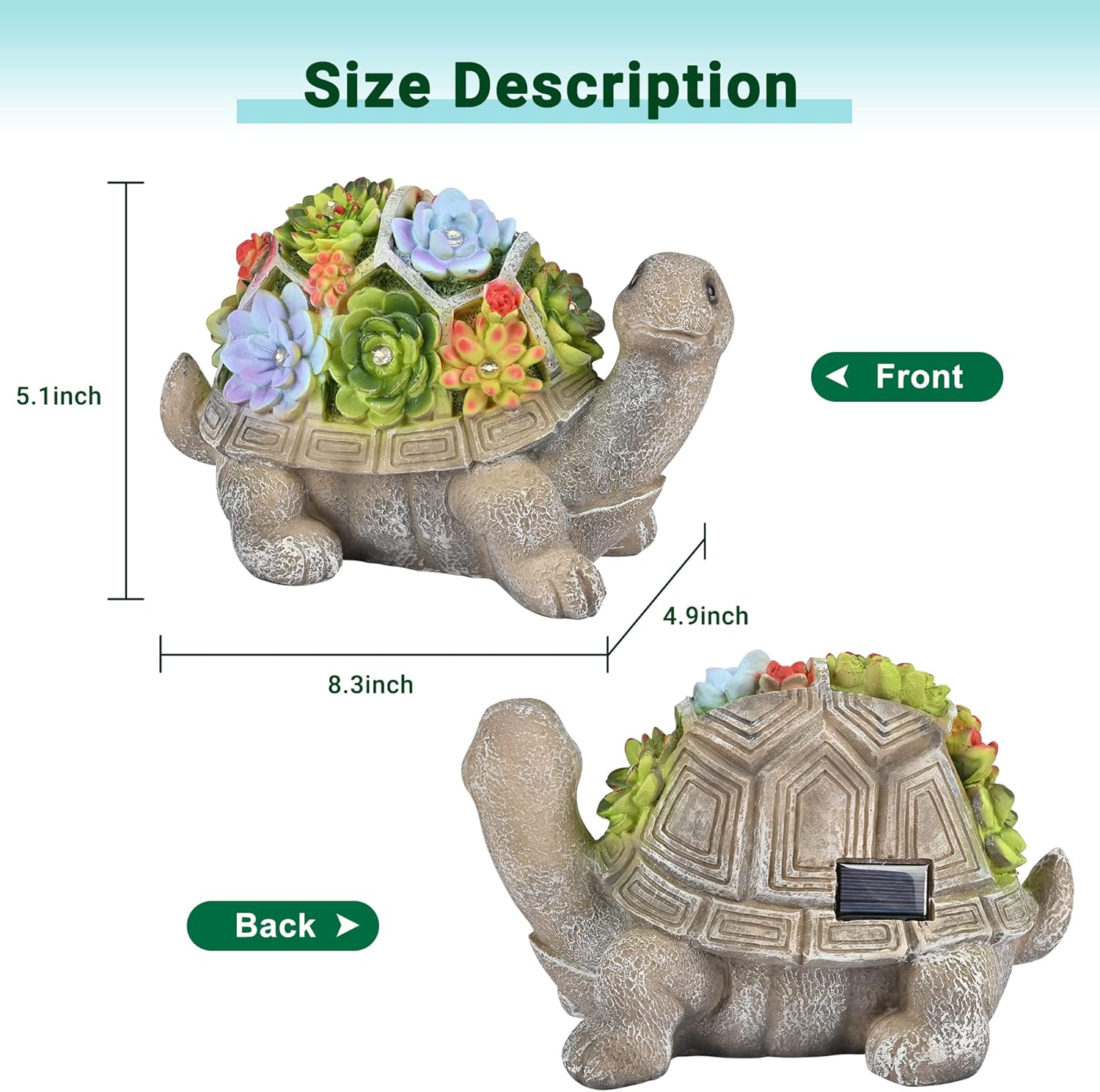 GIGALUMI Solar Garden Statues Turtle Figurine Lights for Outside, Yard