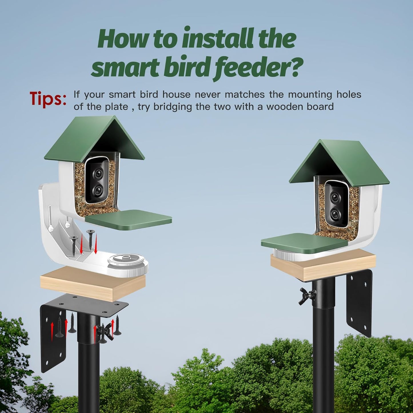 Bird Feeder Pole Kit, 79 Inch Metal Heavy Duty Bird House Pole with 5-Prong Base,Hook for Hanging Bird feeders