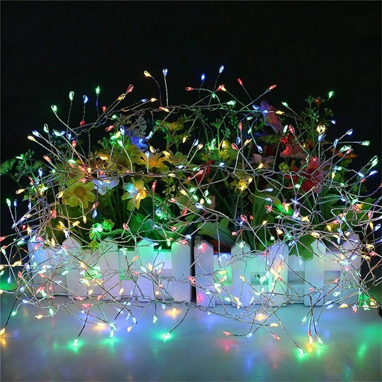 Solar Fairy Lights - 9.84Ft 100 LED Waterproof Solar Firecracker Lights with 8 Modes, Outdoor Christmas String Lights for Garden, Wedding, Party Decor (Colorful)