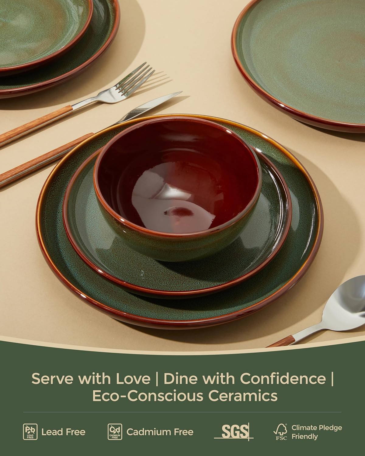Stoneware Dinnerware Sets, Ceramic Plates and Bowls Set, Microwave & D