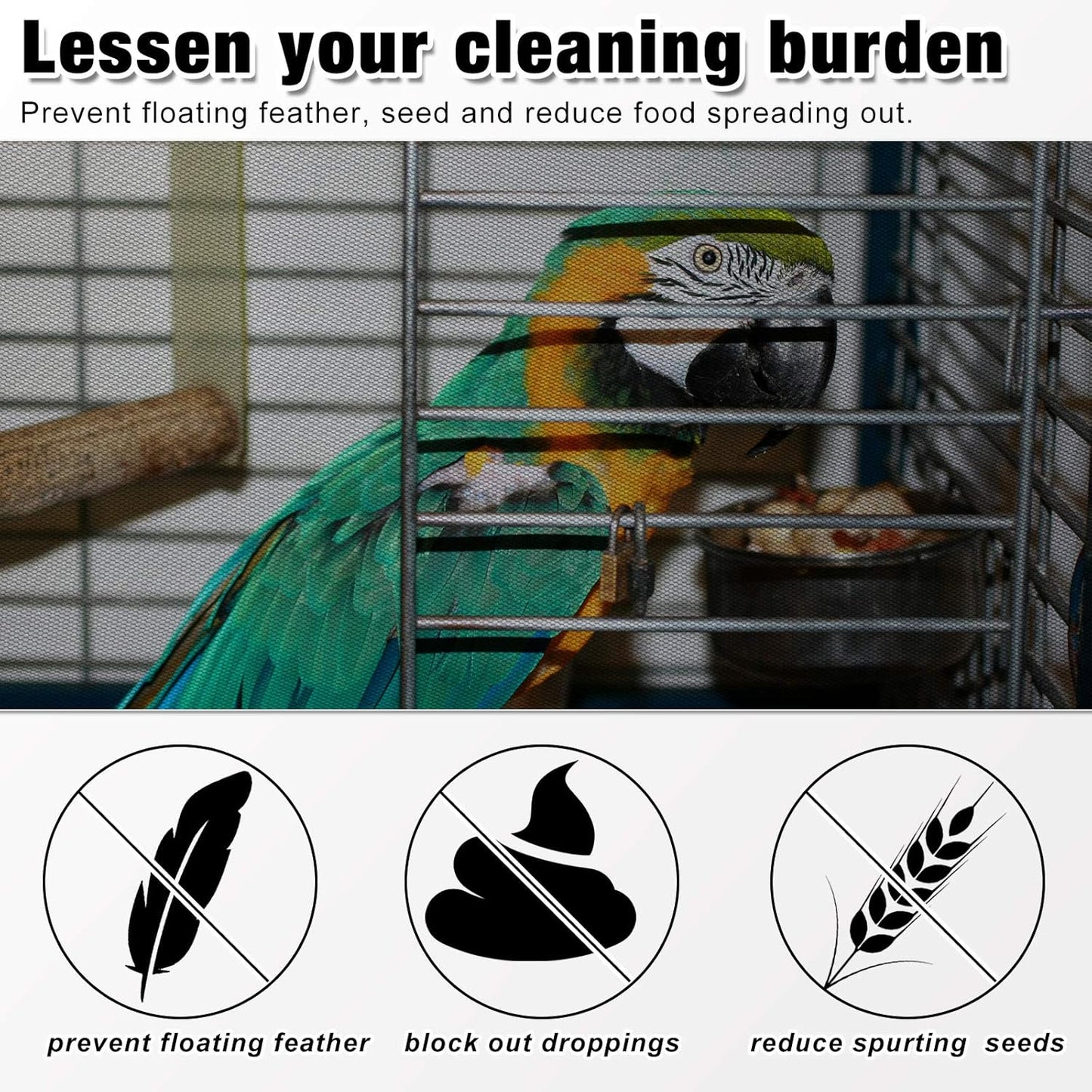 3 Pieces Large Adjustable Bird Cage Cover Seed Feather Catcher Birdcag