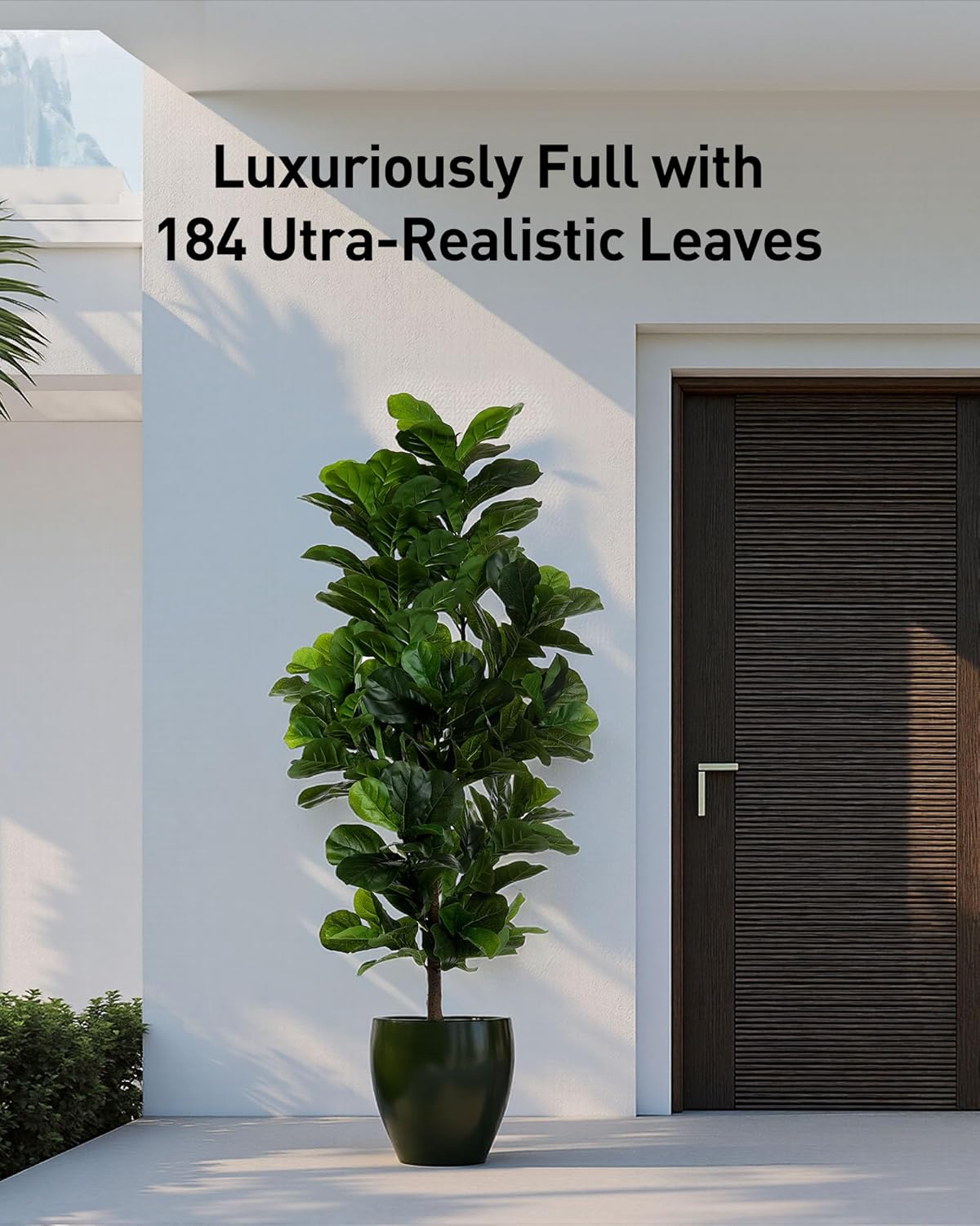 Fiddle Leaf Fig Tree 6ft Tall Artificial Tree in Plastic Pot Fake Ficus Lyrata Plants with 184 Decorative Fiddle Leaves Faux Fig Trees for Home Office Living Room Decor Indoor Outdoor