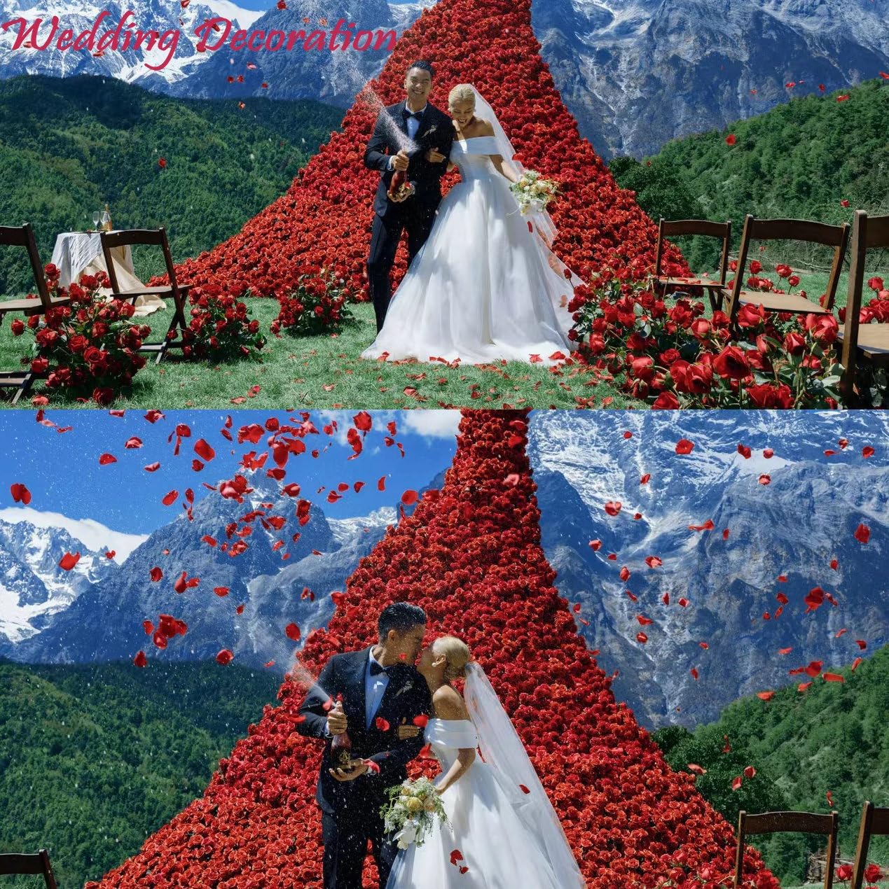 CODE FLORIST 2200 PCS Dark-Red Silk Rose Petals for Romantic Night,Wed