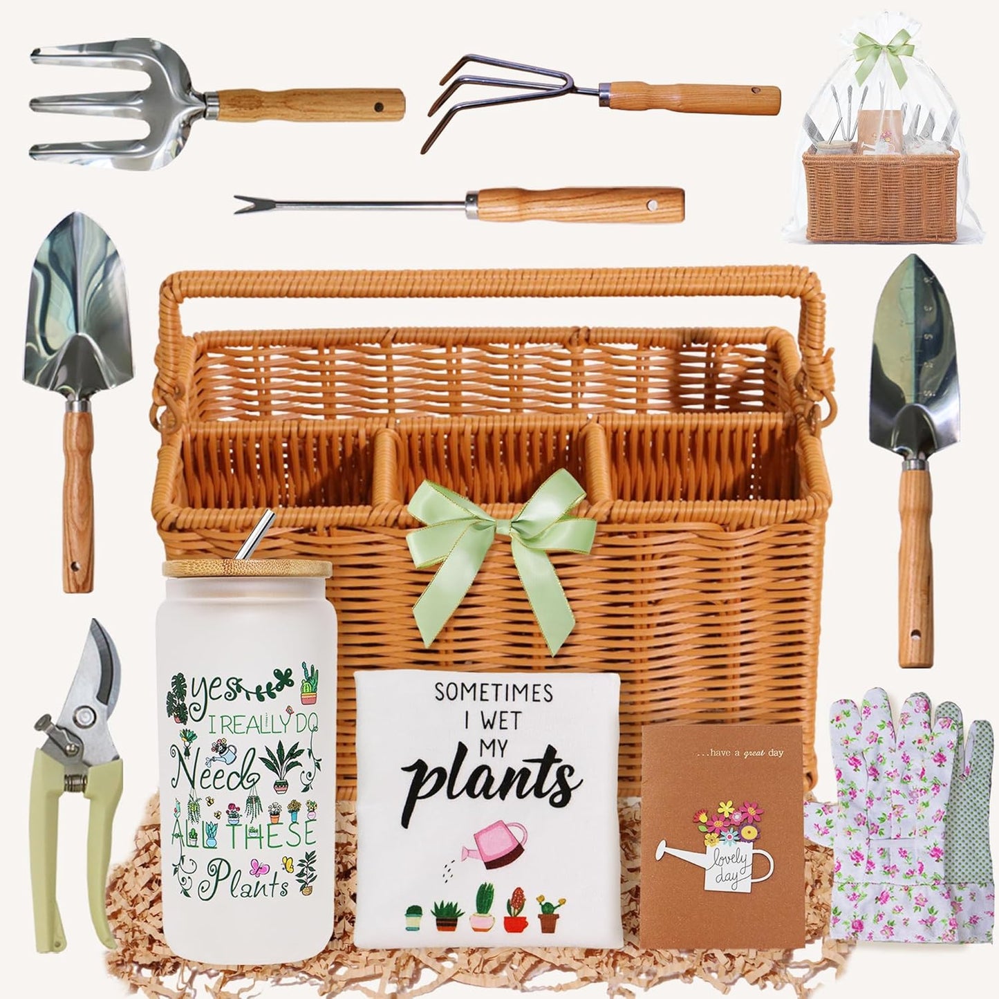 Gardening Gifts for Women 12 Pcs Garden Tools Set with Basket Heavy Du