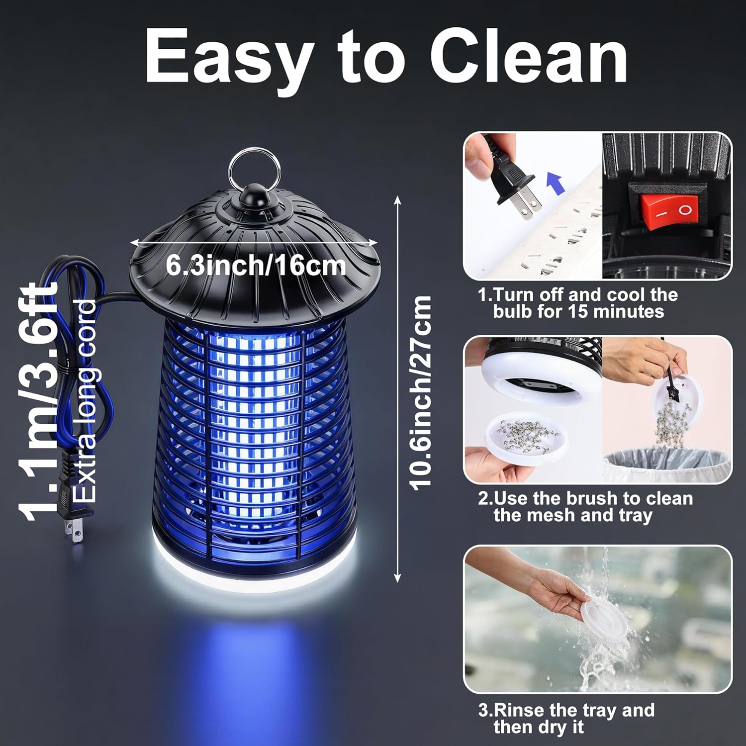 Bug Zapper Outdoor/Indoor,Mosquito Zapper 4200V High Powered Waterproo