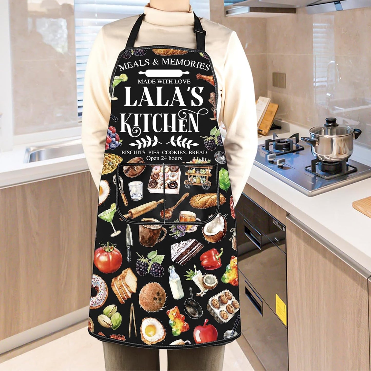 WCGXKO Lala’s Kitchen Apron Grandmother Birthday gift Best Lala Ever M